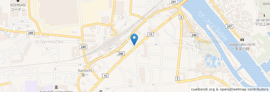 Mapa de ubicacion de 京都宇治　中村うどん en 日本, 京都府, 宇治市.