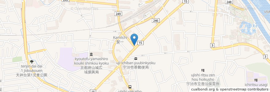 Mapa de ubicacion de 旬菜魚庵 はせ川 en 일본, 교토부, 宇治市.