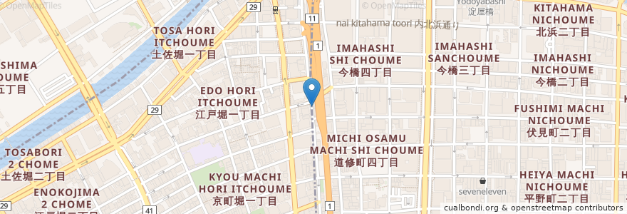 Mapa de ubicacion de 山登寿 en 日本, 大阪府, 大阪市, 中央区, 北区.