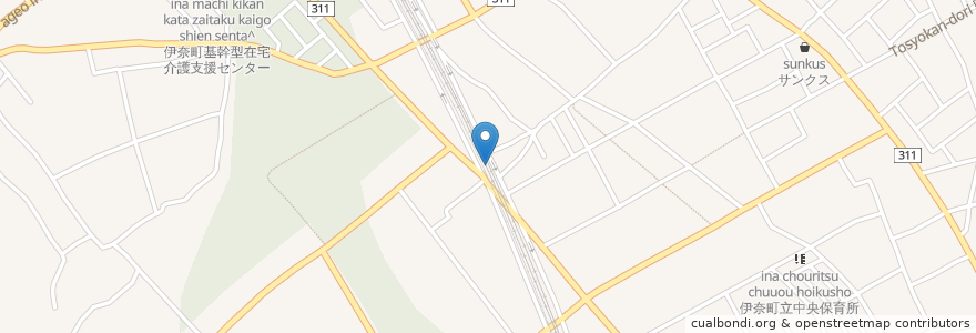 Mapa de ubicacion de タイムズのB 中央(A)有料簡易駐車場 en Japão, 埼玉県, 北足立郡, 伊奈町.