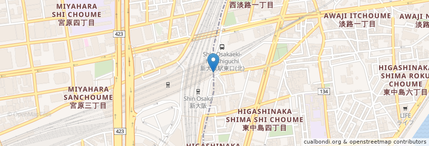 Mapa de ubicacion de い乃清 en Japan, Präfektur Osaka, 大阪市, 淀川区.