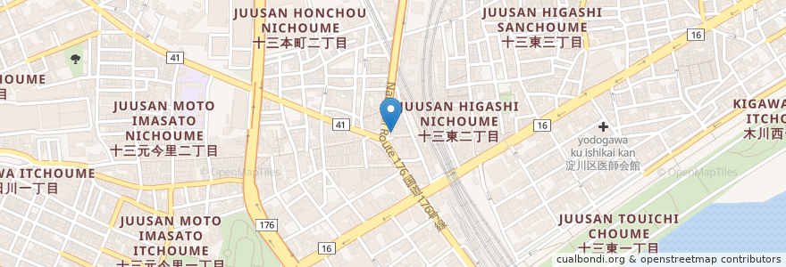 Mapa de ubicacion de 炉ばた焼 十三船番所 en Japon, Préfecture D'Osaka, 大阪市, 淀川区.