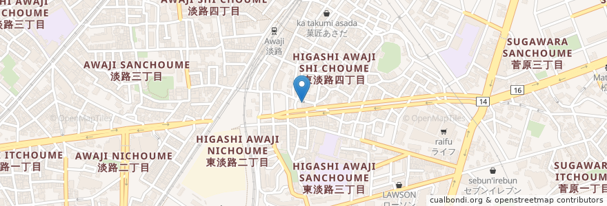 Mapa de ubicacion de すえひろ en 일본, 오사카부, 오사카, 東淀川区.