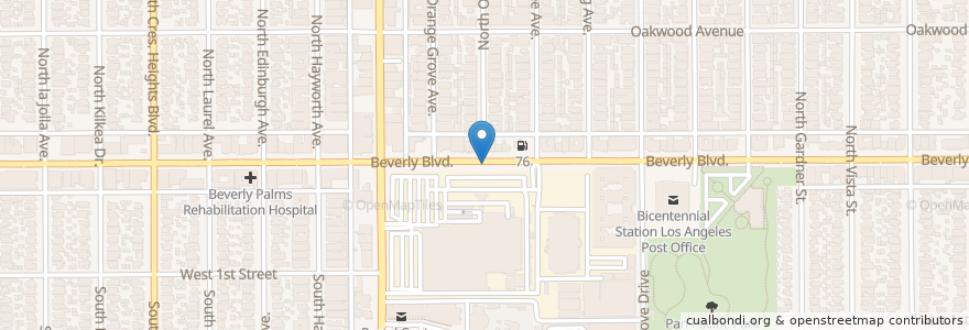 Mapa de ubicacion de CBS Television City en アメリカ合衆国, カリフォルニア州, Los Angeles County, ロサンゼルス.