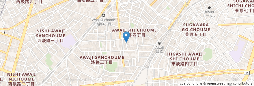 Mapa de ubicacion de Cafe TsuQushi en ژاپن, 大阪府, 大阪市, 東淀川区.