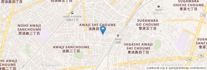 Mapa de ubicacion de お好み焼き 坂 en 日本, 大阪府, 大阪市, 東淀川区.