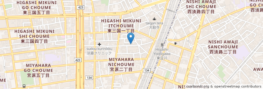 Mapa de ubicacion de N.L.N.L. en Japan, Präfektur Osaka, 大阪市, 淀川区.