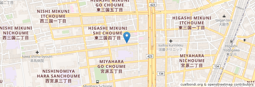 Mapa de ubicacion de うどん工房 天空 en Giappone, Prefettura Di Osaka, 大阪市, 淀川区.