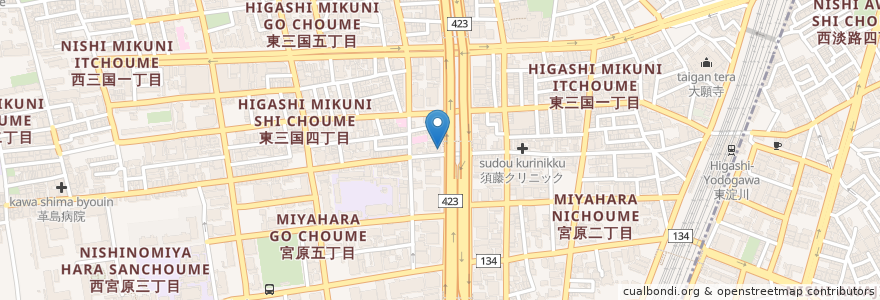 Mapa de ubicacion de A35 東三国バル en ژاپن, 大阪府, 大阪市, 淀川区.