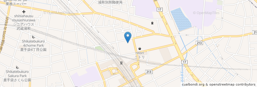Mapa de ubicacion de 武蔵野銀行武蔵浦和支店 en Japonya, 埼玉県, さいたま市, 南区.