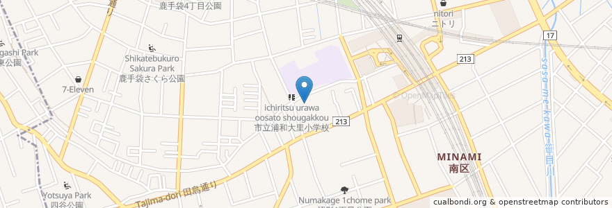 Mapa de ubicacion de 沼影自治会館 en 日本, 埼玉県, さいたま市, 南区.