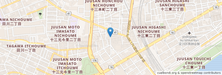 Mapa de ubicacion de 肝どん en Japan, 大阪府, Osaka, 淀川区.