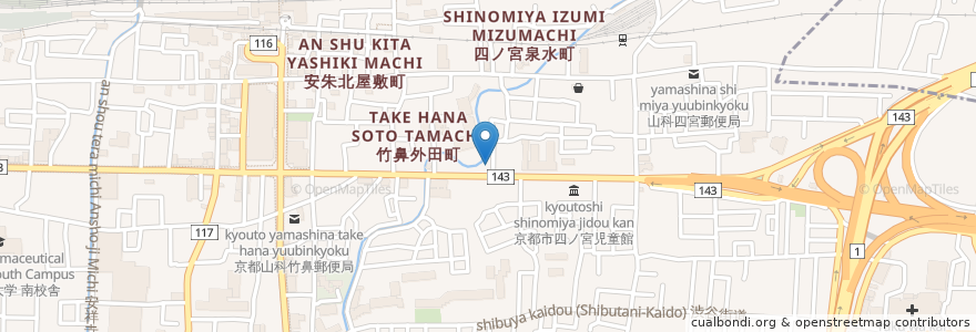 Mapa de ubicacion de インド料理RAJU 山科本店 en Japon, Préfecture De Kyoto, 京都市, 山科区.