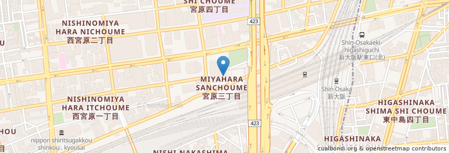 Mapa de ubicacion de 大阪王将 en اليابان, أوساكا, أوساكا, 淀川区.
