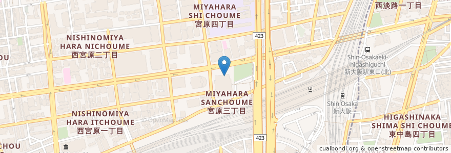 Mapa de ubicacion de とんかついなば和幸 en Japan, 大阪府, Osaka, 淀川区.