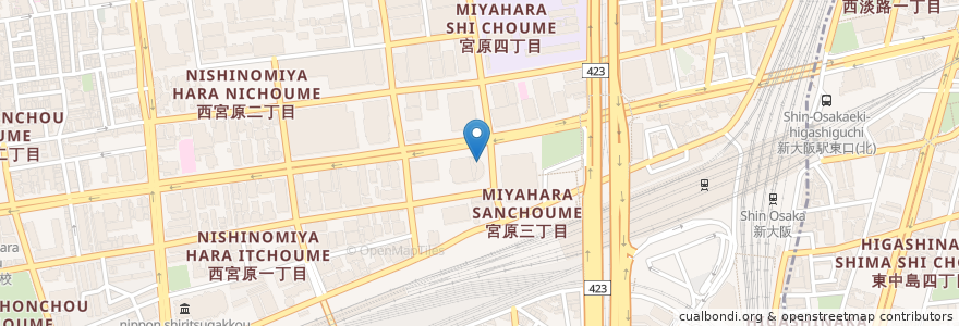 Mapa de ubicacion de アカマル屋 en Japão, 大阪府, 大阪市, 淀川区.
