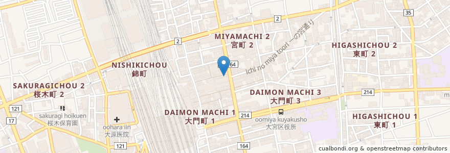 Mapa de ubicacion de パブスナックCREA en Japonya, 埼玉県, さいたま市, 大宮区.