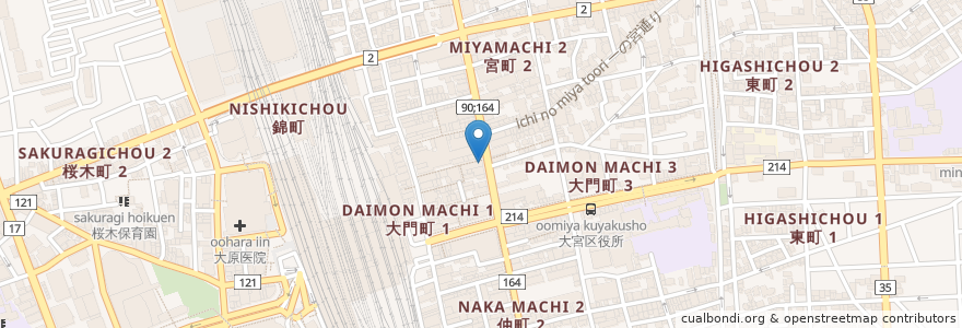 Mapa de ubicacion de 情熱のすためし どんどん en Japón, Prefectura De Saitama, Saitama, Omiya.