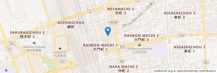 Mapa de ubicacion de 江戸前がってん寿司 en 日本, 埼玉県, さいたま市, 大宮区.