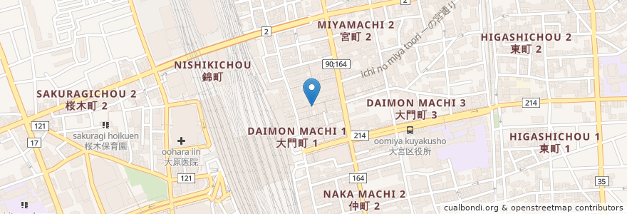 Mapa de ubicacion de 力の蔵 en 일본, 사이타마현, さいたま市, 大宮区.