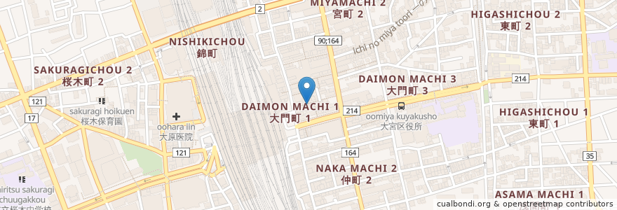 Mapa de ubicacion de 日高屋 en Japão, 埼玉県, さいたま市, 大宮区.