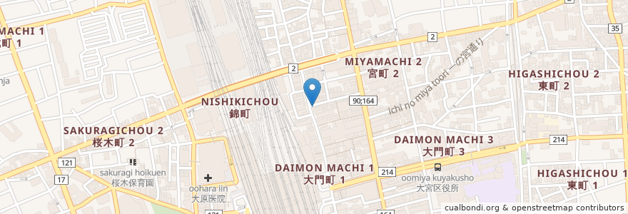 Mapa de ubicacion de ひむろ en 日本, 埼玉県, さいたま市, 大宮区.