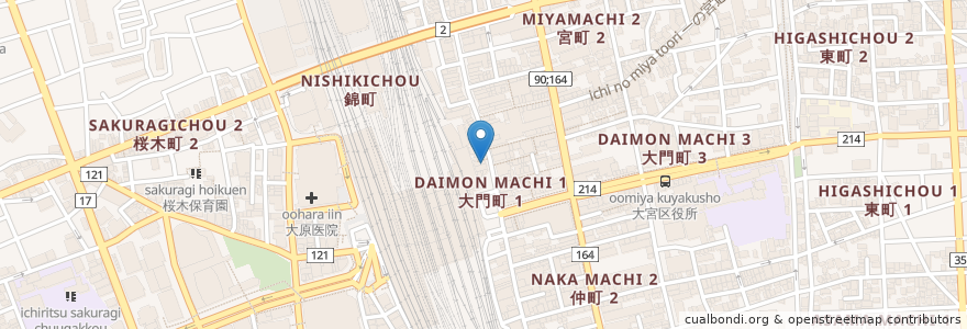 Mapa de ubicacion de から揚げ焼き鳥屋すみれ en 日本, 埼玉県, さいたま市, 大宮区.