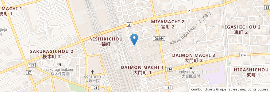 Mapa de ubicacion de やきとりセンター en 日本, 埼玉県, さいたま市, 大宮区.