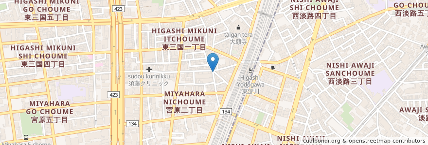 Mapa de ubicacion de 串焼たなかや en Japan, Präfektur Osaka, 大阪市, 淀川区.
