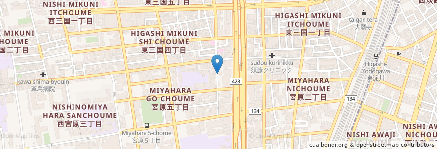 Mapa de ubicacion de あじ蔵 en ژاپن, 大阪府, 大阪市, 淀川区.