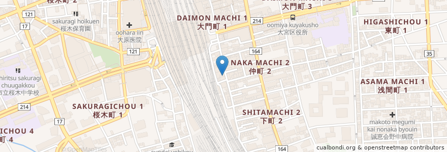 Mapa de ubicacion de 鳥彩々 en 日本, 埼玉县, 埼玉市, 大宮区.