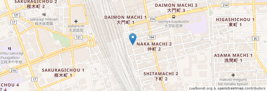 Mapa de ubicacion de 串カツ田中 en 日本, 埼玉县, 埼玉市, 大宮区.