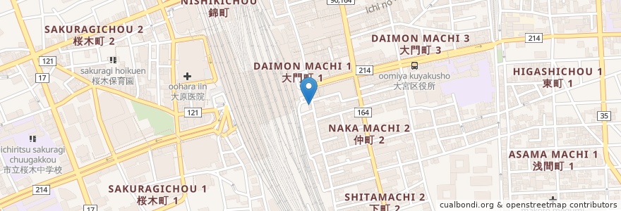 Mapa de ubicacion de キッチンシューラク en Japan, Präfektur Saitama, Saitama, 大宮区.