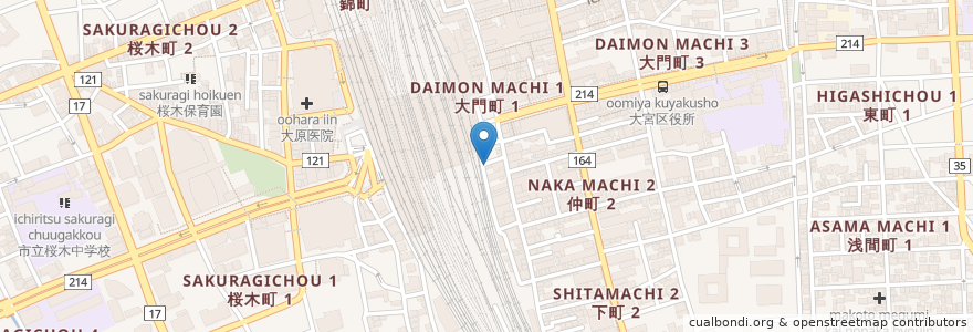 Mapa de ubicacion de 白木屋 en 日本, 埼玉県, さいたま市, 大宮区.