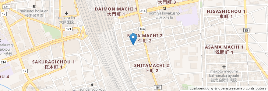 Mapa de ubicacion de 餃子人家 en Japonya, 埼玉県, さいたま市, 大宮区.