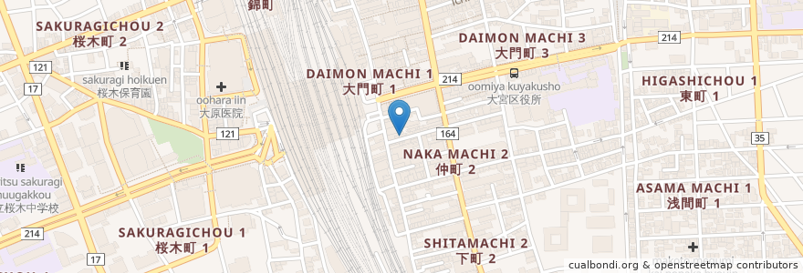 Mapa de ubicacion de 一品料理さくま en 日本, 埼玉県, さいたま市, 大宮区.