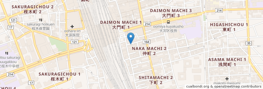 Mapa de ubicacion de 肉寿司 en Japonya, 埼玉県, さいたま市, 大宮区.
