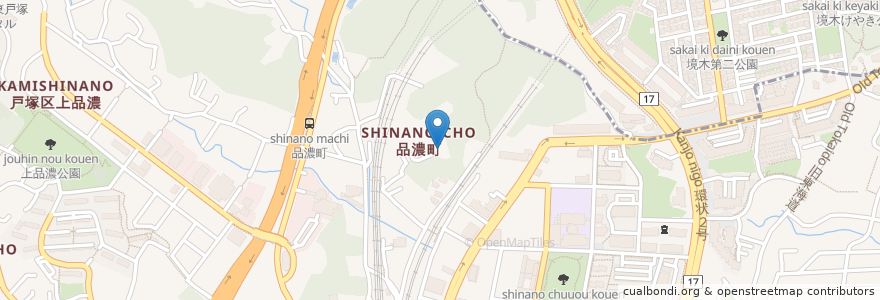 Mapa de ubicacion de 品濃山北天院 en 日本, 神奈川県, 横浜市, 戸塚区.