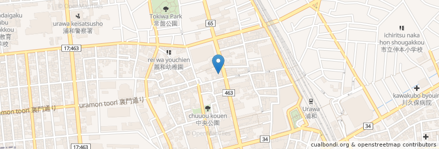 Mapa de ubicacion de 珈琲館 en 日本, 埼玉県, さいたま市, 浦和区.