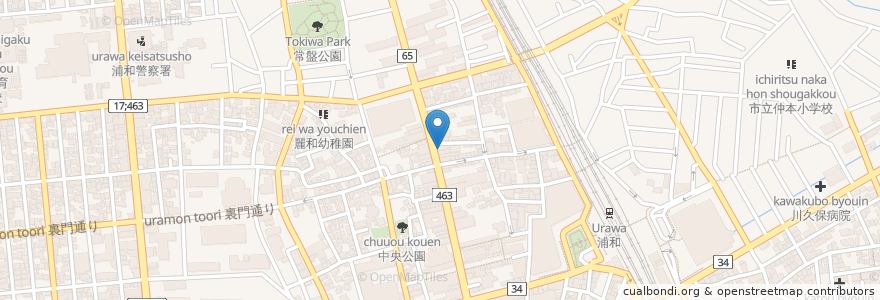 Mapa de ubicacion de フレッシュネスバーガー en Japan, Präfektur Saitama, Saitama, 浦和区.