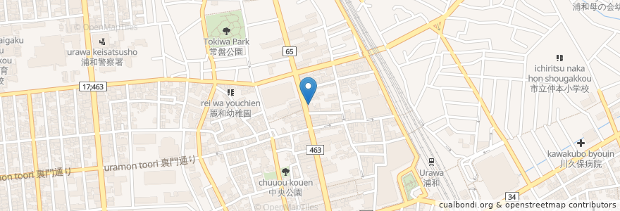 Mapa de ubicacion de 山崎屋 en Japan, Saitama Prefecture, Saitama, Urawa Ward.