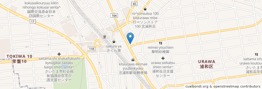 Mapa de ubicacion de やきとりだるま en 日本, 埼玉県, さいたま市, 浦和区.