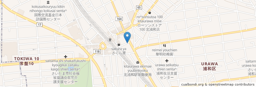 Mapa de ubicacion de るはり屋 en 日本, 埼玉県, さいたま市, 浦和区.