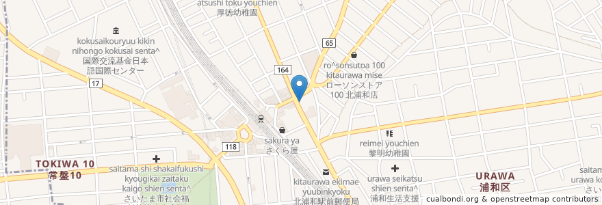 Mapa de ubicacion de 日高屋 en 日本, 埼玉县, 埼玉市, 浦和区.