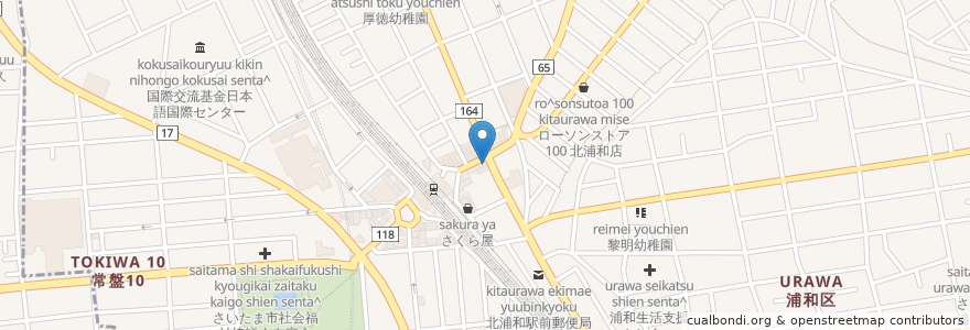 Mapa de ubicacion de 鳴門鯛焼本舗 en اليابان, 埼玉県, さいたま市, 浦和区.