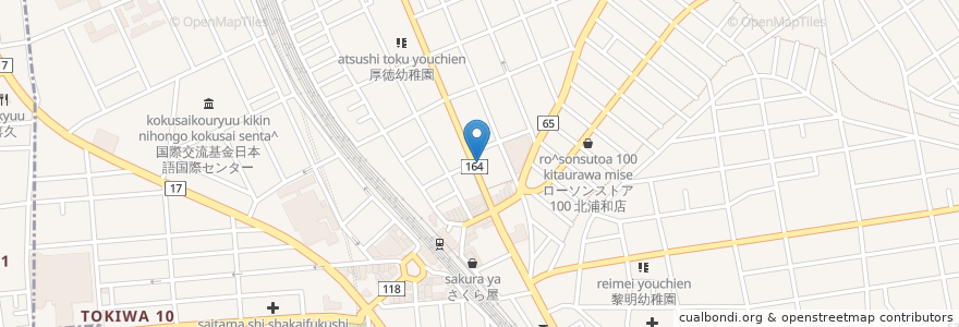Mapa de ubicacion de やず八 en 日本, 埼玉県, さいたま市, 浦和区.