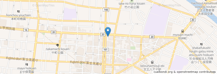Mapa de ubicacion de 珈琲倶楽部 田 en Япония, Токио, Хатиодзи.