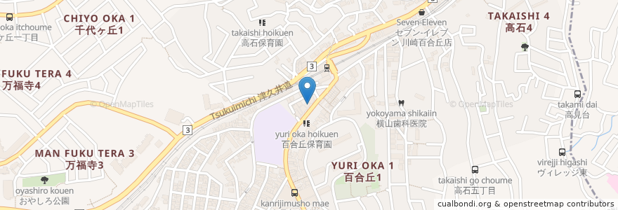 Mapa de ubicacion de フローラ en 일본, 가나가와현, 川崎市, 아사오 구.