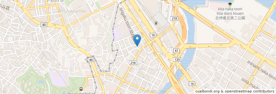 Mapa de ubicacion de キンコンカン en 日本, 神奈川県, 横浜市, 西区.