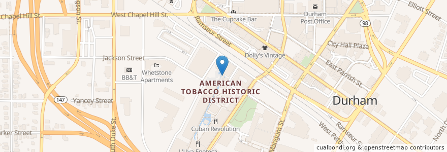 Mapa de ubicacion de Ambacco Fountain en Amerika Birleşik Devletleri, Kuzey Karolina, Durham County, Durham.